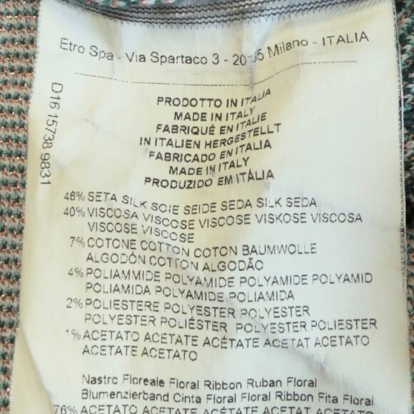 ETRO Multicolor Silk Blend Longline Embroidered Button Cardigan Sweater Small - Picture 16 of 16